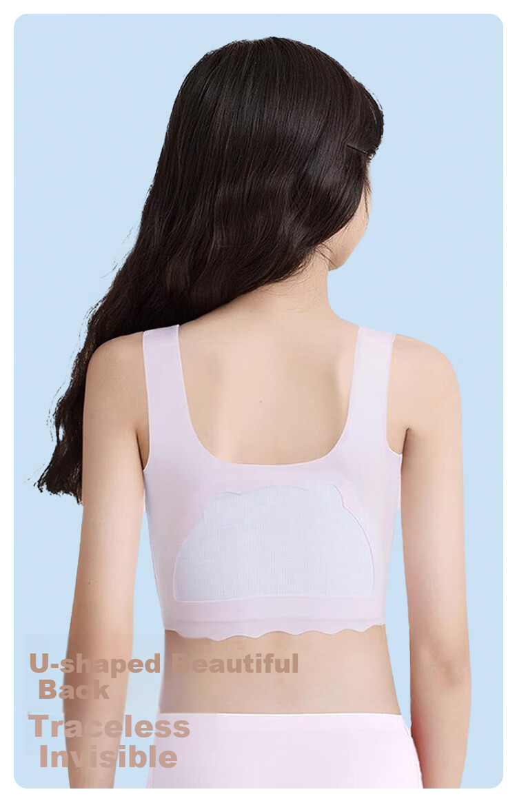 FitonTon Girls' Underwear, Seamless Bra with Fixed Cups, Sports Bra for Puberty, Anti-Shock Bra for Middle School Students, Children's Thin Underwear 6