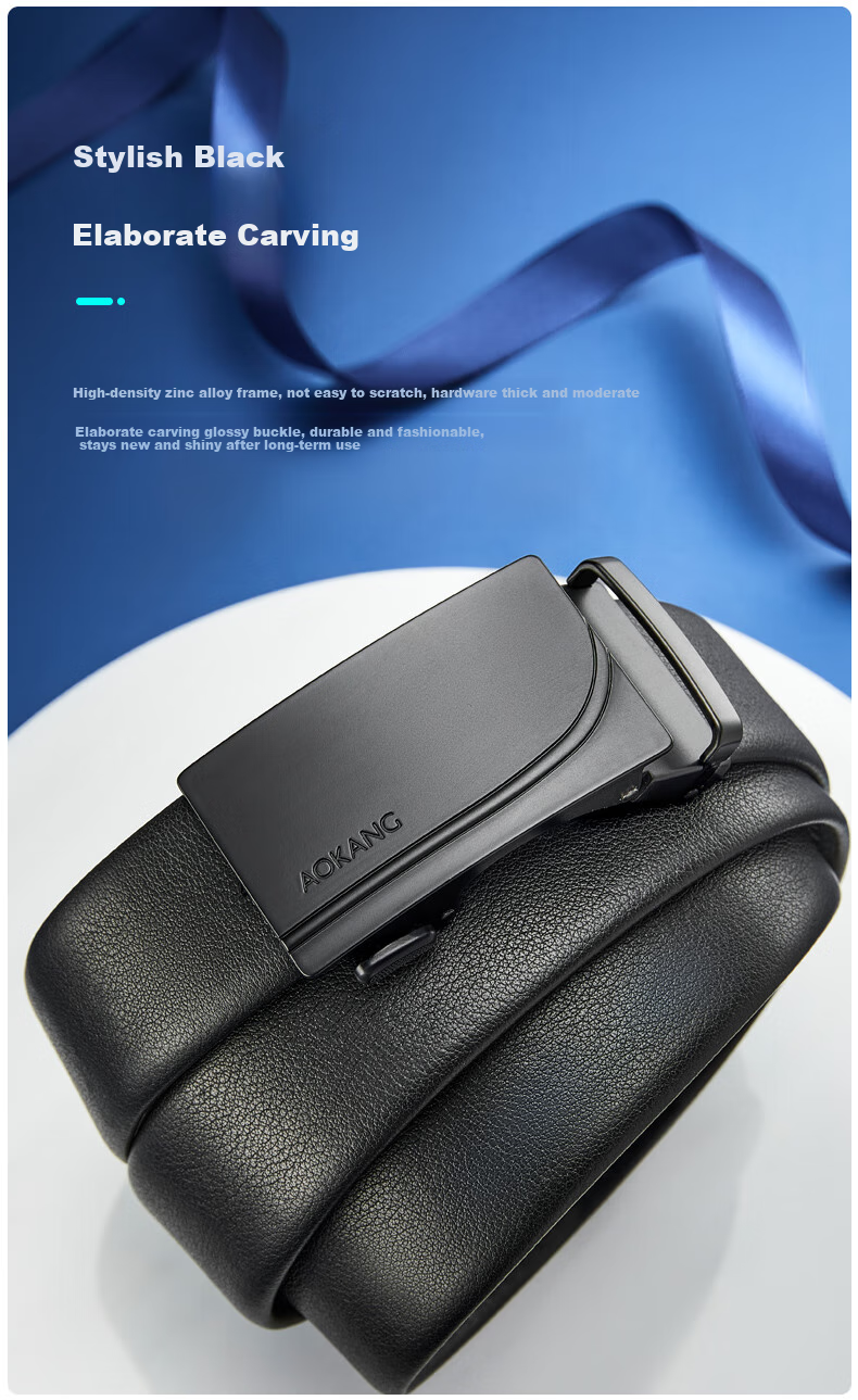 Aokang Men's Automatic Buckle Belt, Business Gift Box, Top-Grain Leather Trouser Belt, Birthday Gift for Husband 3