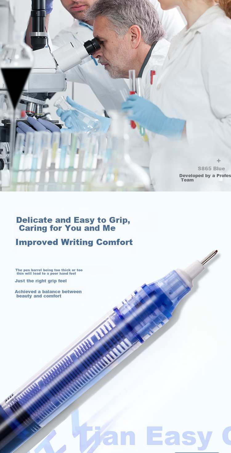 Deli Quick-Drying Rollerball Pen, 0.38mm Full Needle Tube, Student Gel Pen, Writing Pen, Signature Pen, Ballpoint Pen with Roller Ball, Blue, 12 Pens/box, S865 5