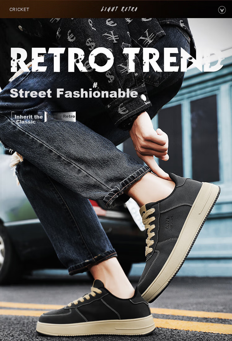 Guirenniao Men's Sneakers, Low-Top Sports Shoes, Soft-Soled Versatile Casual Shoes, Classic White Sneakers, Olive Brown, Size 43 2