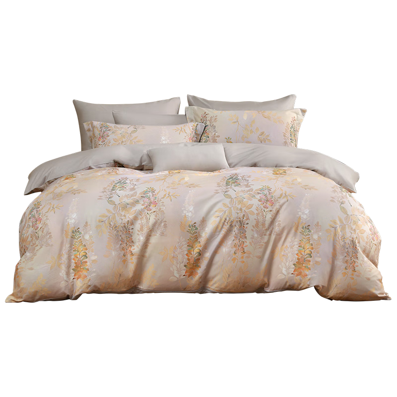 Belleace Mercury Home Textile 100% Cotton 4-Piece Bedding Set, Pure Xinjiang Cotton, Double Duvet Cover and Sheet Set for 1.8m Bed