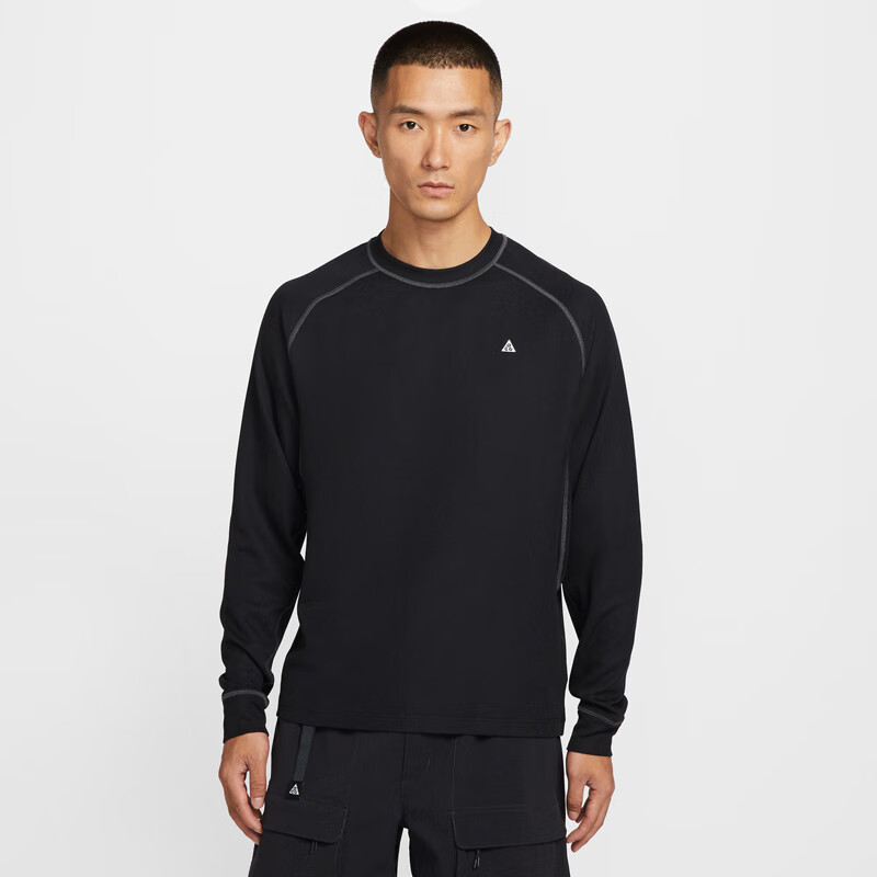 NIKE Men's Pullover Sweater, Knitted Crew Neck, Sporty Casual, Classic Simple HV0586-010 Black/gray, XL
