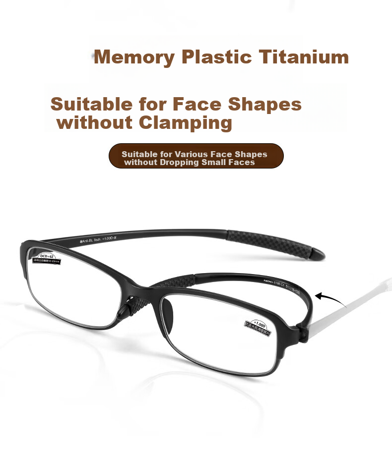 Funsonca Anti-Blue Light Ultra-Light Imported Material Non-Metallic Reading Glasses for Men And Women, Comfortable, Durable, Non-Slip Eyeglasses, Black, 100 Degrees 7