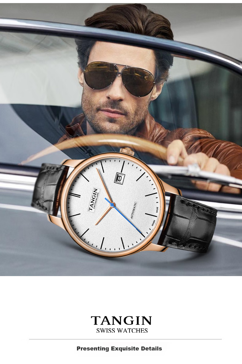 TANGIN Men's Mechanical Watch, Automatic Calendar Swiss Imported Mechanical Watch for Men, Birthday Gift for Me 13