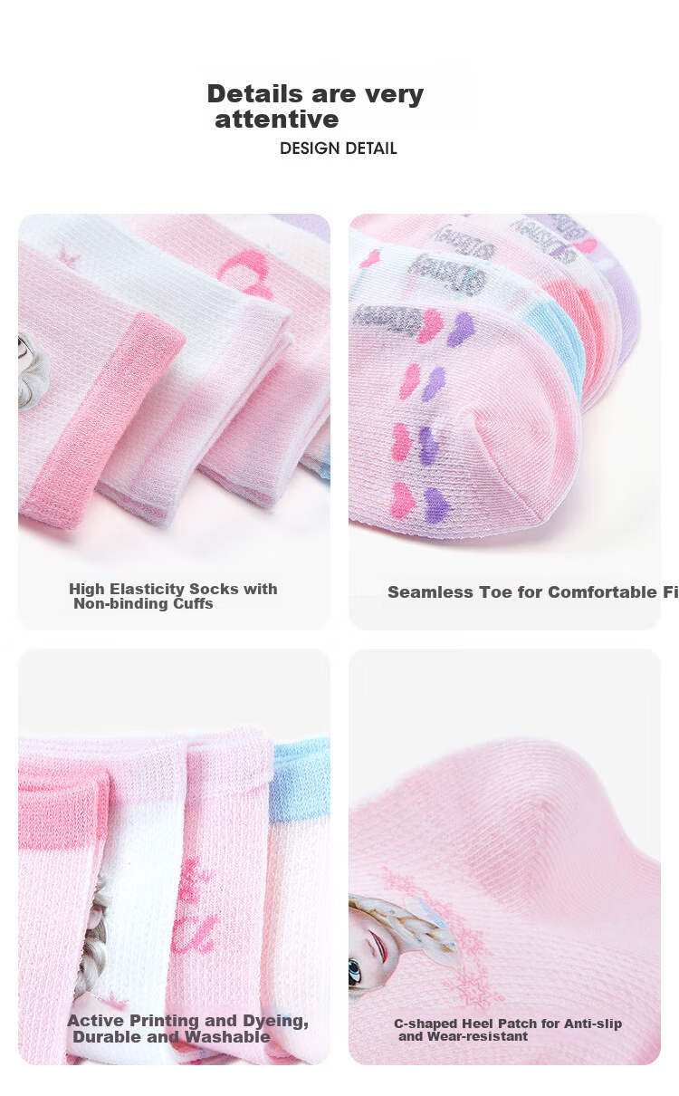 Disney Girls' Socks, Spring And Autumn Thin Style, Baby Mid-Calf Socks, Children's Aisha Girls' Mesh Socks, SP33013-1, Color-Matching, Size M 9