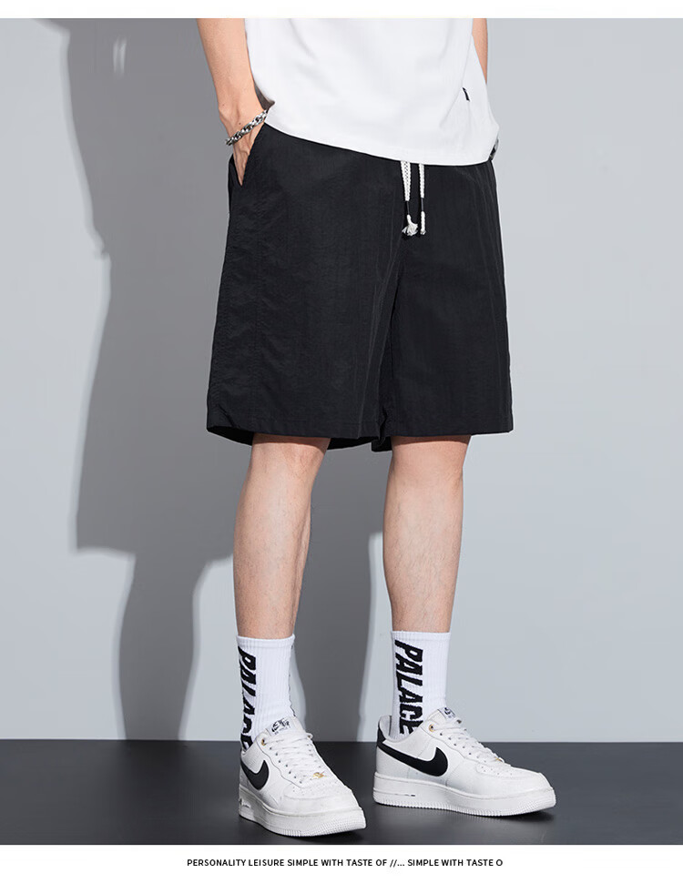 JEEP SPIRIT Men's Shorts, Summer Ice Silk Thin Mid-Length Pants, High-End Casual Five-Point Shorts, American-Style Sports Quick-Dry Pants 10