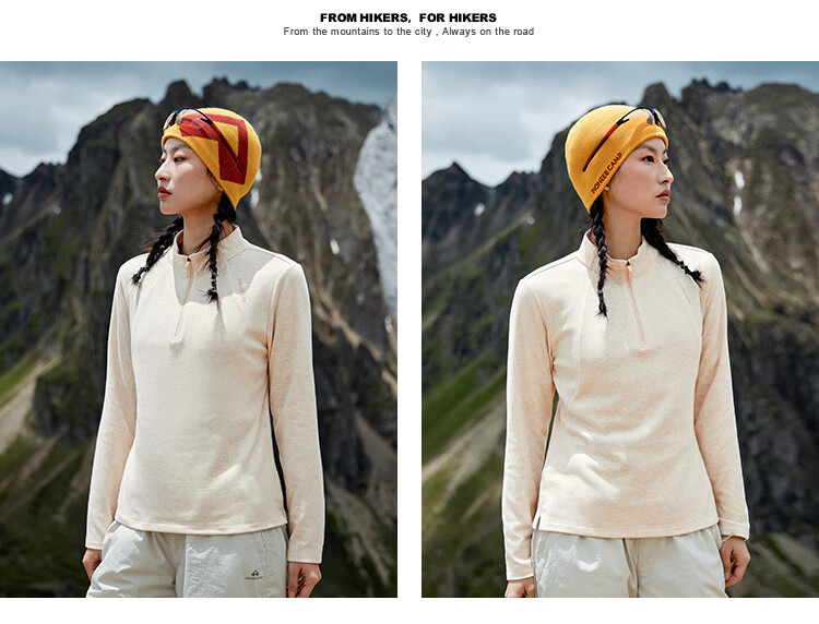 Pioneer Camp Women's Lightweight Fleece Pullover Outdoor Half-Zip Slim Fit Long Sleeve T-Shirt with Fleece Lined Stand Collar Sweatshirt Base Layer 2
