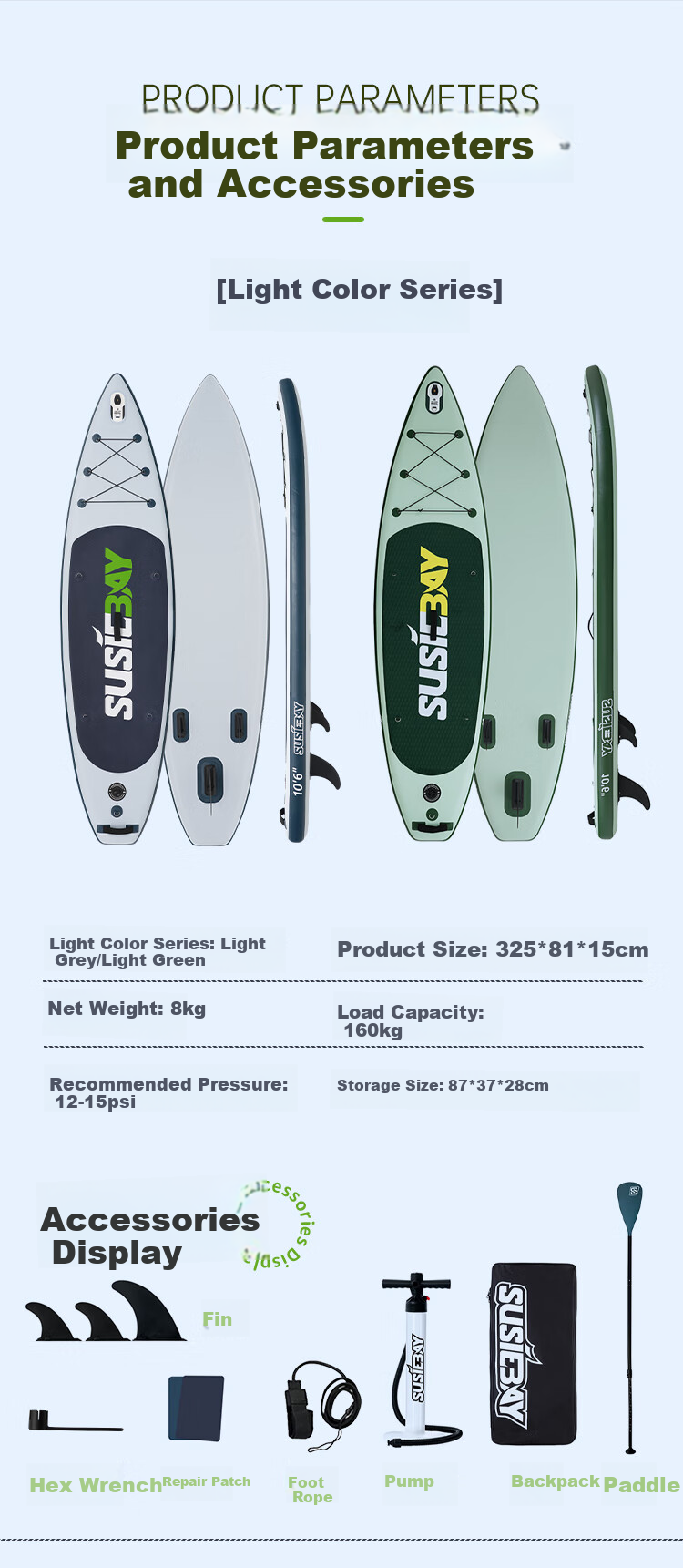 MSEASFREE Paddleboard Surfing Paddleboard Fishing Yoga Stand-Up SUP Lake Blue 2.0 [New] 8