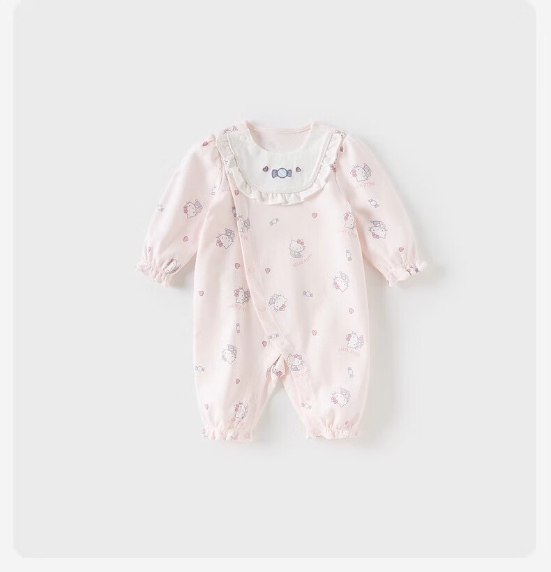 DAVE & BELLA Hello Kitty Collaboration Baby Girl Antibacterial Onesie, Autumn Infant Romper 6