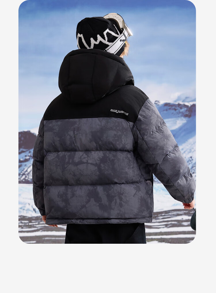 ASK JUNIOR [Canada Duck Down] Children's Winter Down Jacket, Warm 7A Antibacterial Filling, Boys' National Style New Year Coat 19
