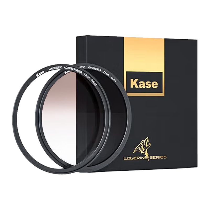 Kase Golden Wolf Magnetic Filter, KW Protective Lens, GND Gradient Filter, Magnetic GND 0.9 Gradient Filter + Ring, 77mm