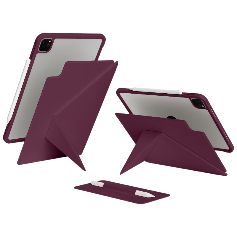 Zhiting IPad Pro 23/24/25 Tablet Case, 11-Inch Protective Cover for 20/21/22 Models, Full Edge Protection, Detachable Magnetic K-Fold Double-Sided Clip, Slim Foldable Rotating Stand, Anti-Bend And Drop Resistant - Plum Purple