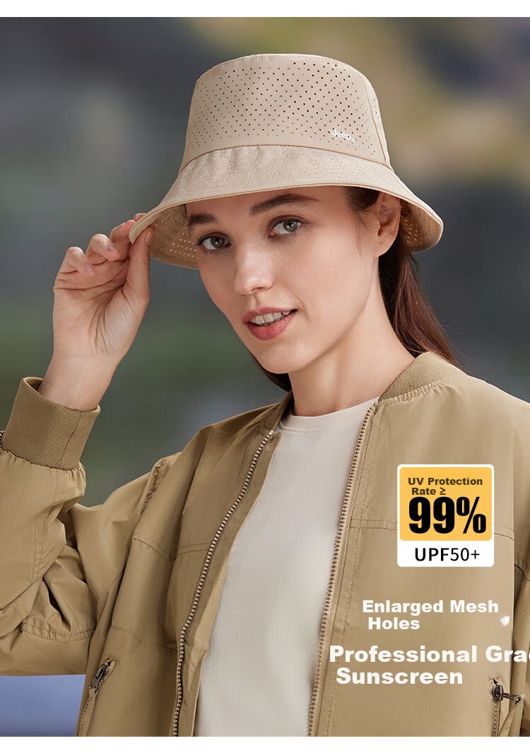 JEEP Men's Summer Fisherman Hat, Outdoor Mesh Breathable Bucket Hat, Sun Protection Hiking Cap for Women, Rock Gray 4