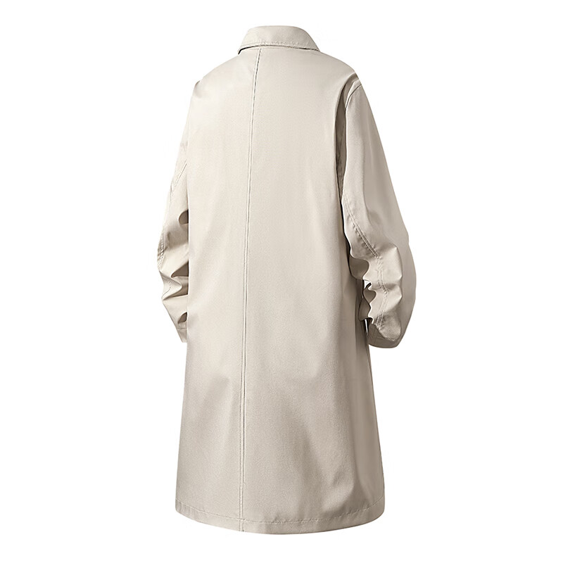 NASA GISS Official Trendy Mid-Length Trench Coat, Unisex Casual Loose Fit, Youth Draping Versatile Jacket for Men And Women, Khaki, Size L
