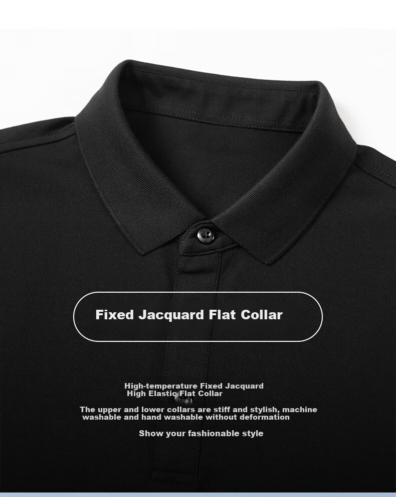 Wendao City Elite Men's Polo Shirt, Honeycomb Silk-Like Pique Fabric, Summer Business Casual, Turn-Down Collar Short Sleeve, Navy Blue, Size L 5