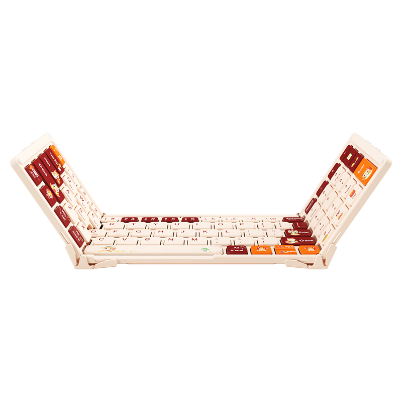 BOW Hangshifu Bao Zhucai Ma Year Gift Set, Three-Fold Rechargeable Keyboard And Mouse Combo, 82 Keys, for IPad Tablet Phone Computer, Ultra-Thin Portable Wireless Bluetooth Keyboard And Mouse for Office Use