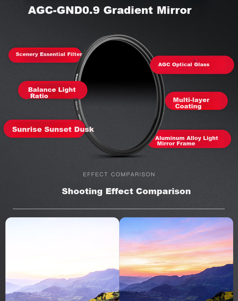 Kase Landscape Filter Set: CPL Polarizing Filter + ND1000 Neutral Density Filter + GND0.9 Graduated Filter, Travel And Landscape Photography Kit for Sunrises And Sunsets, 82mm 7