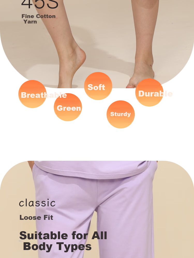 CHERISH LIFE Women's Pure Cotton Pajama Pants, 100% Cotton, Loose-Fitting, Breathable, Skin-Friendly, Three-Quarter Length Home Shorts, Women's Underwear, Cloud Green, Size 165 4