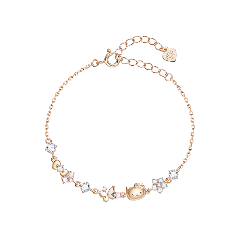 Chao Se Hui Sanrio Hello Kitty Sterling Silver Butterfly Bracelet for Girls Birthday Gift Premium Gift Box Set 6223