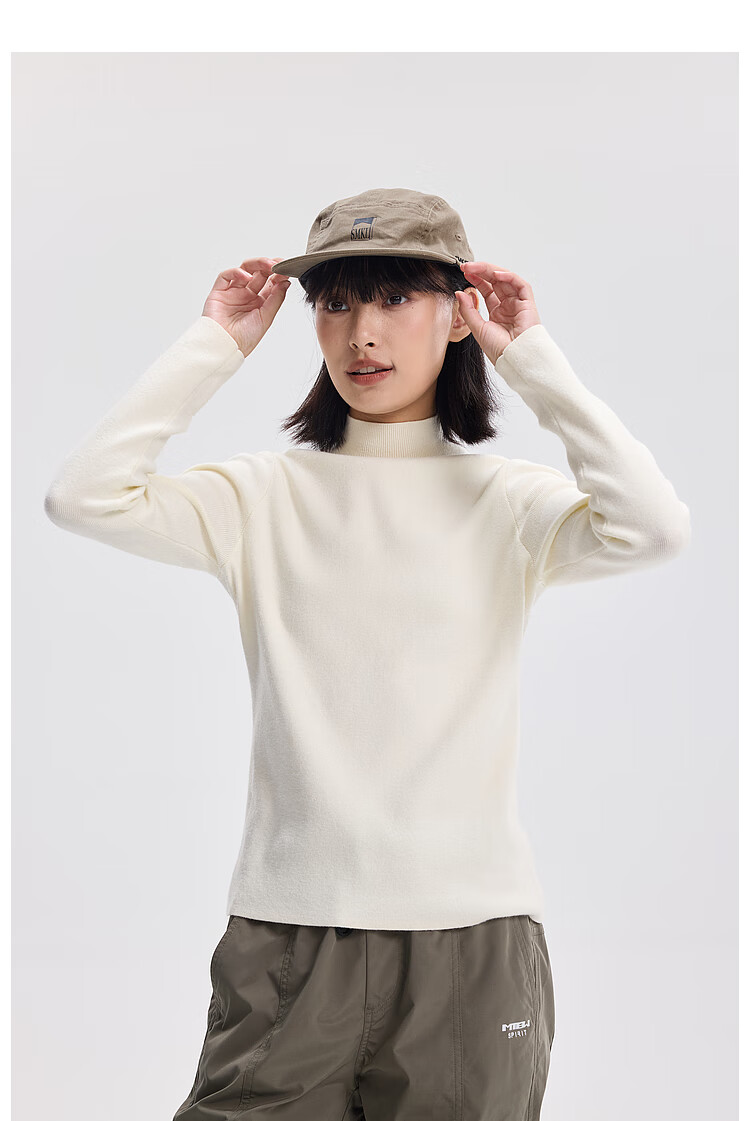Meters Bonwe Women's New High Neck Stretch Pullover Knit Sweater Top 3
