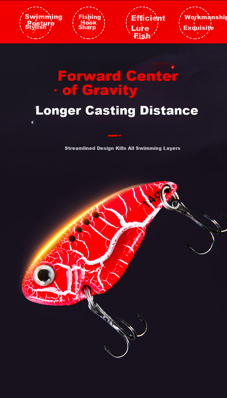 Xionghuo Lure VIB Metal Bait, Full Swimming Layer, 14g Small Iron Plate, for Freshwater Bass And Catfish Lures 3