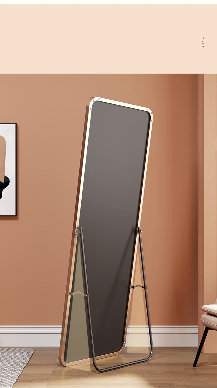 XINGKAI Full-Length Dressing Mirror Wall-Mounted Floor Mirror for Bedroom JY89 Gold 146*36cm 7