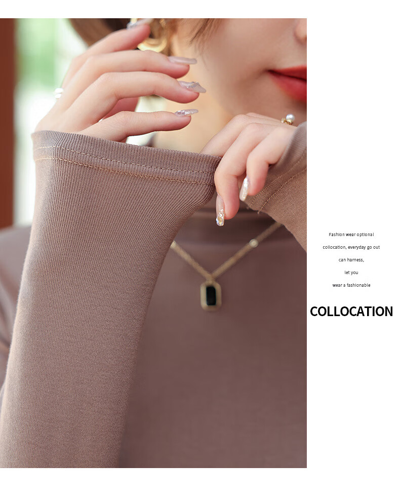 LangSha Modal Base Layer Women's Autumn New Half Turtleneck Top Elastic Slim Fit Long Sleeve T-Shirt 15