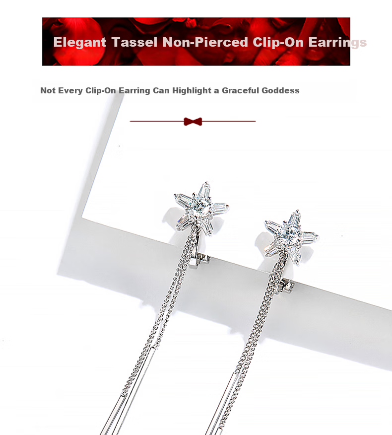 Dairuo No-Earring Ear Clips for Women, Long Tassel Design, Face-Slimming Effect, Practical Ear Studs, Versatile Daily Wear Jewelry, Gift Idea 1