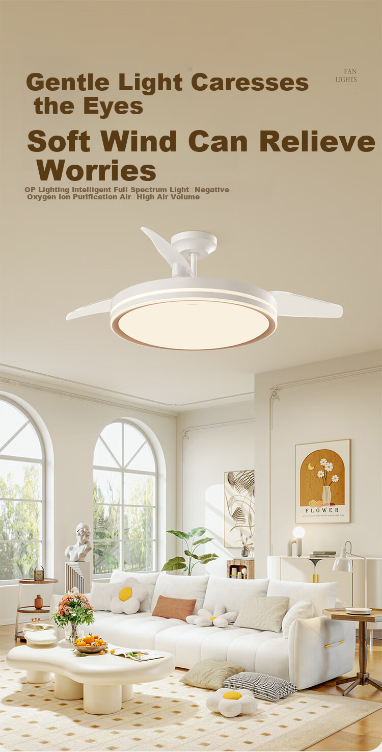 OPPLE Full Spectrum Fan Light Invisible Ceiling Fan Light 36W Dining Room Bedroom Remote Control Low Noise YF Installation Included 1