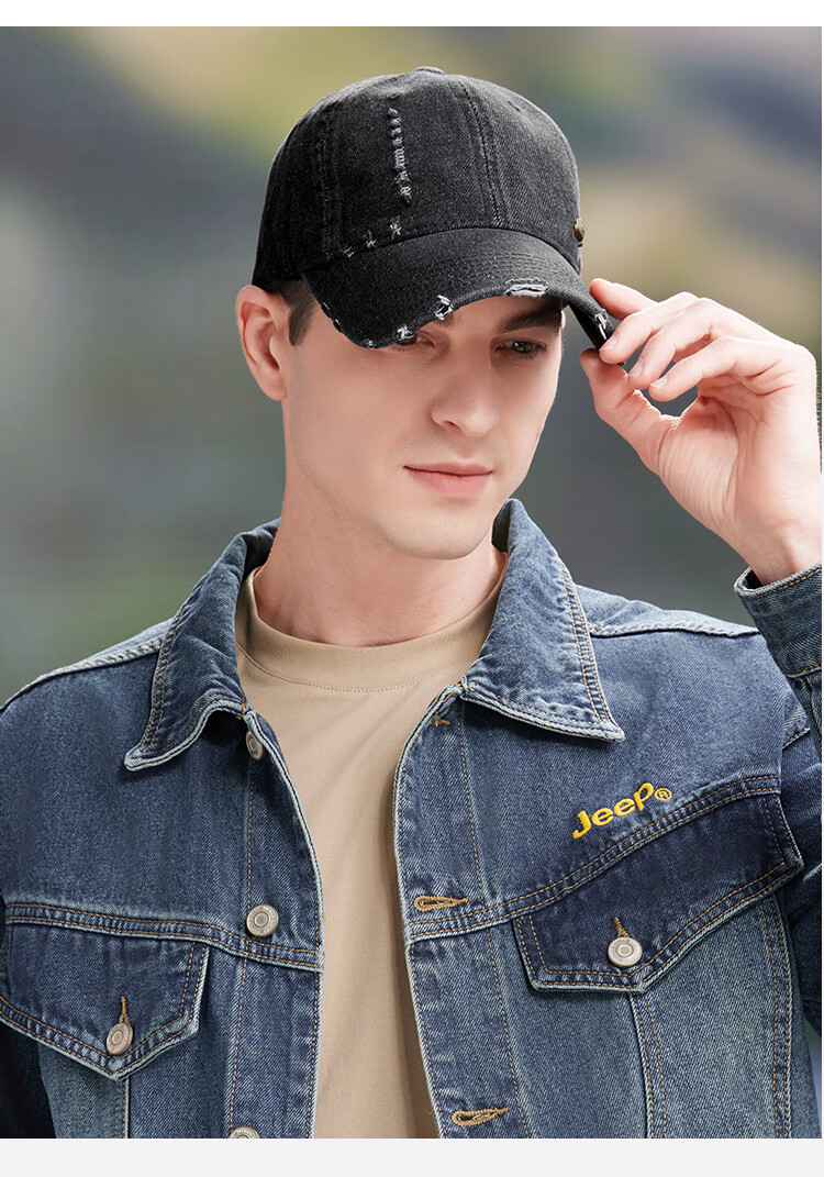 JEEP Baseball Cap for Men, All-Season Outdoor Trendy Retro Sun Protection Hat for Men And Women, Light Blue 6