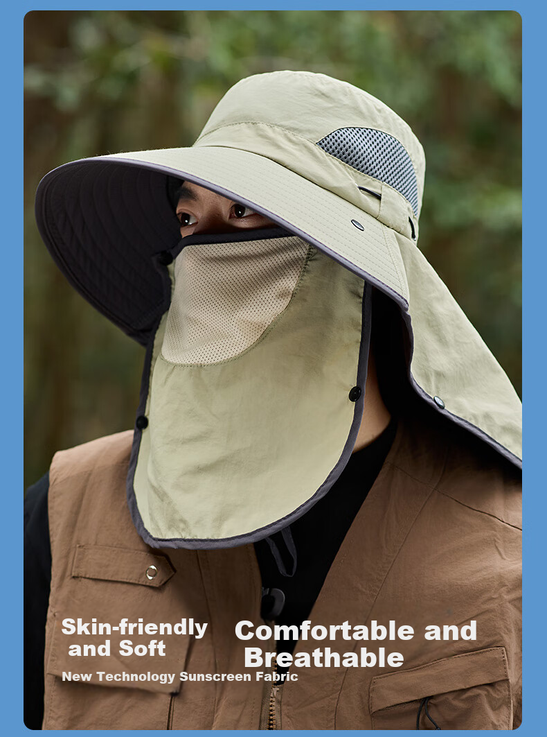 TUCANO Sun Protection Hat, Unisex Sun Hat, Fishing Hat, Hiking Hat, Sun Hat, Outdoor UV-Resistant Face Mask Hat for Me 6