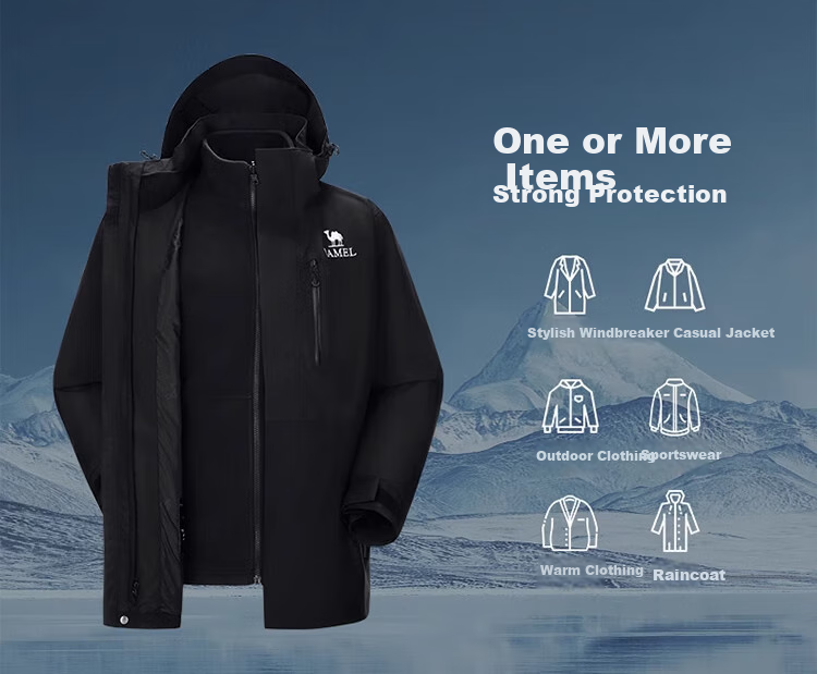 CAMEL Outdoor Three-In Jacket for Men with Fleece Inner Layer, Windproof And Waterproof Coat, Mountaineering Wear A14CA18671 11