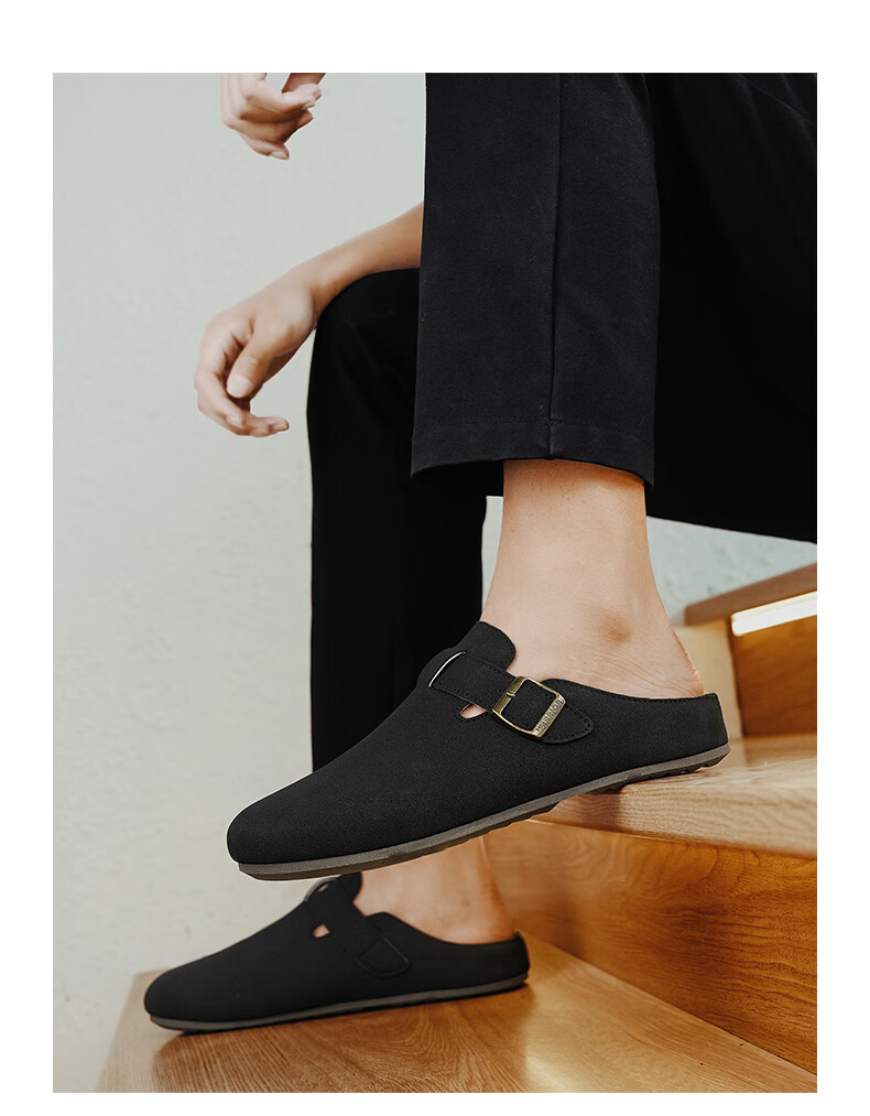 Warrior Men's New Birkenstock Style Slip-On Casual Half-Slip Toe Shoes Black 12