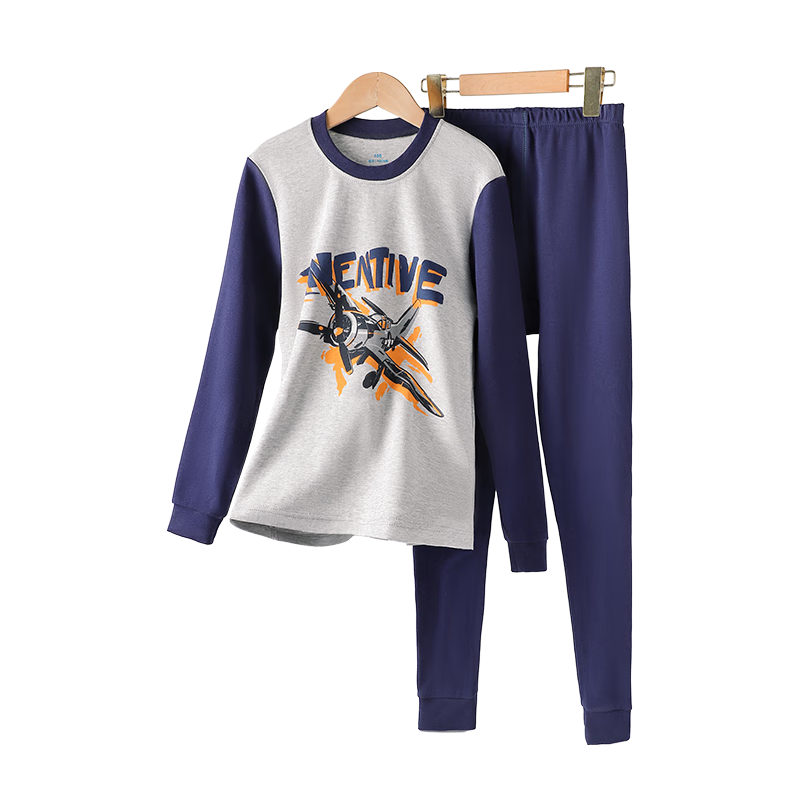 Bingxue Mian Cotton Kids Thermal Underwear Set Boys Pure Cotton Class A Autumn Clothes and Pants 7A Antibacterial Boys Mid to Big Kids Cotton Sweater