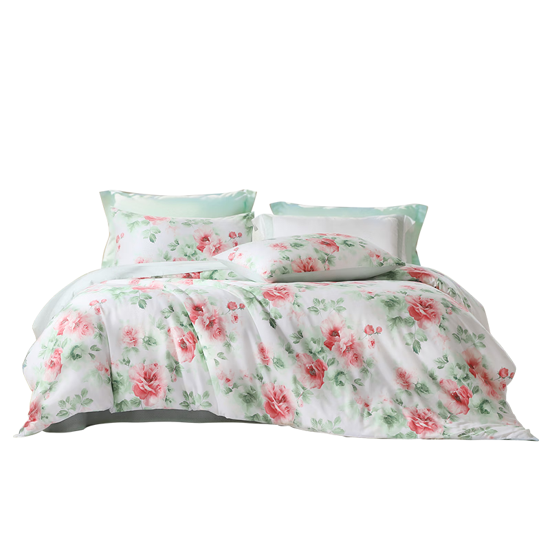 FUANNA Bedding Set, 100% Pure Cotton, Digital Printed Bed Sheet And Duvet Cover, King Size Set, 230×229cm, Summer Floral Patter