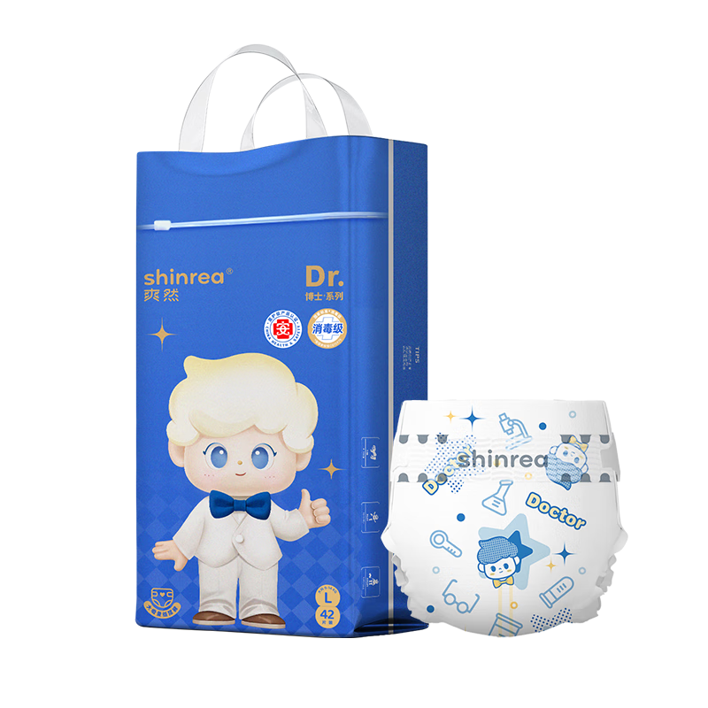 Shinrea Disinfection Grade Doctor Autumn Winter Diapers Large Absorption Baby Diapers L42 Pieces [Newborn Top Configuration for Deeper Sleep]