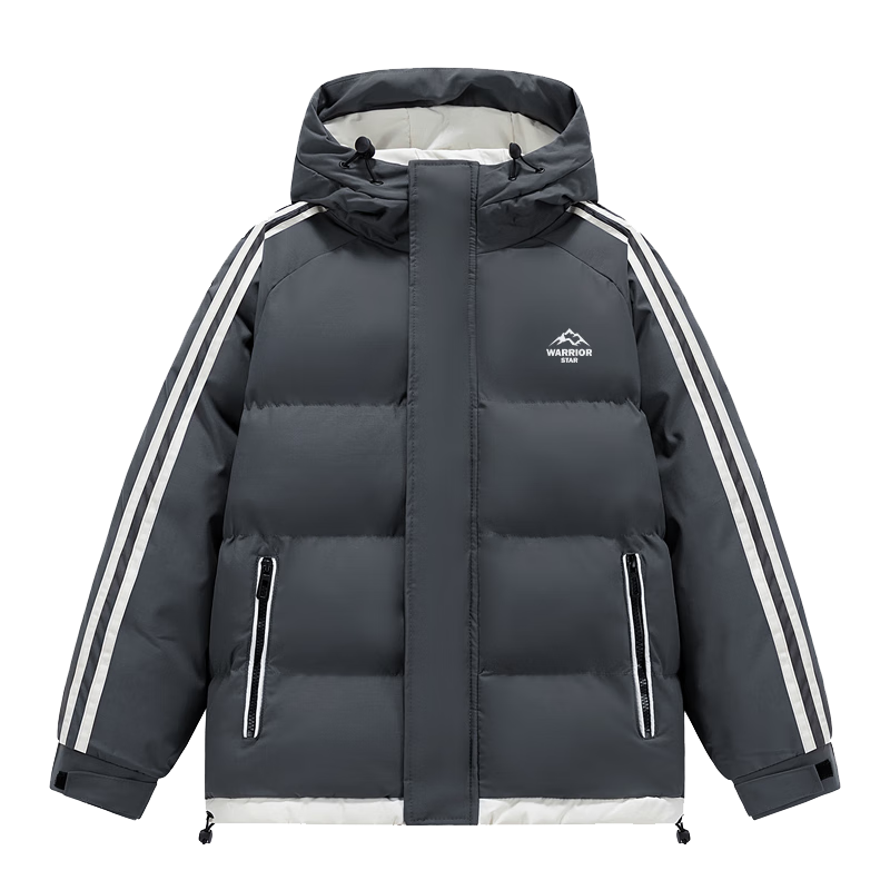 Warrior Men's Winter Thickened Warm Cotton Jacket Hooded Puffer Coat Outdoor Sports Cotton Coat