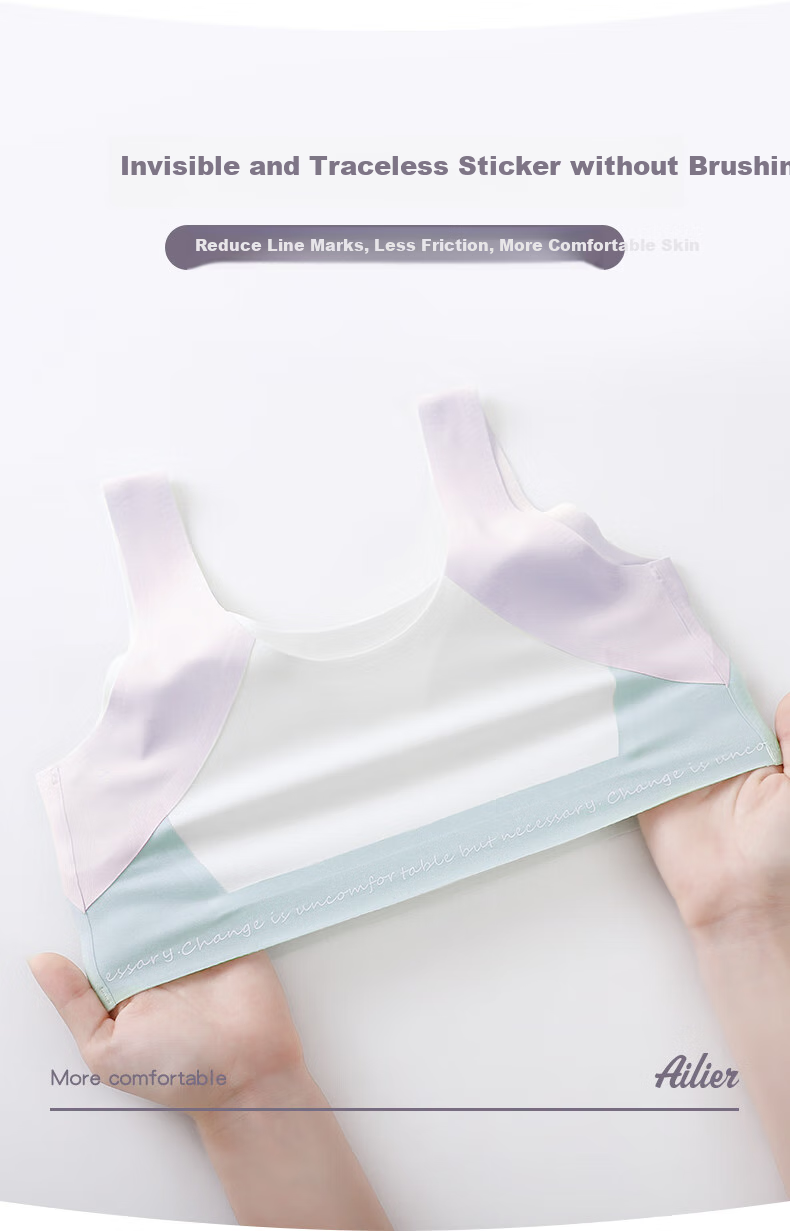 Ailier&ouluola Girls' Underwear Bra for Students And High School Students Aged 15-18, Puberty Training Bra, Small Vest 6262 Green Skin L 6