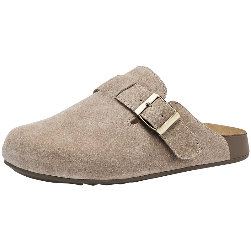 Hotwind Women's Open-Toe Birkenstock Style Slip-On Flat Shoes Casual Half Slippers Spring Autumn Vintage Versatile