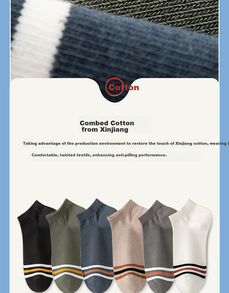 Mian Xiaonian Men's Short Cotton Socks Spring Summer [100% Pure Cotton 10A Antibacterial Deodorant] Double Ribbed Sports Style 10 Pairs Pack 4