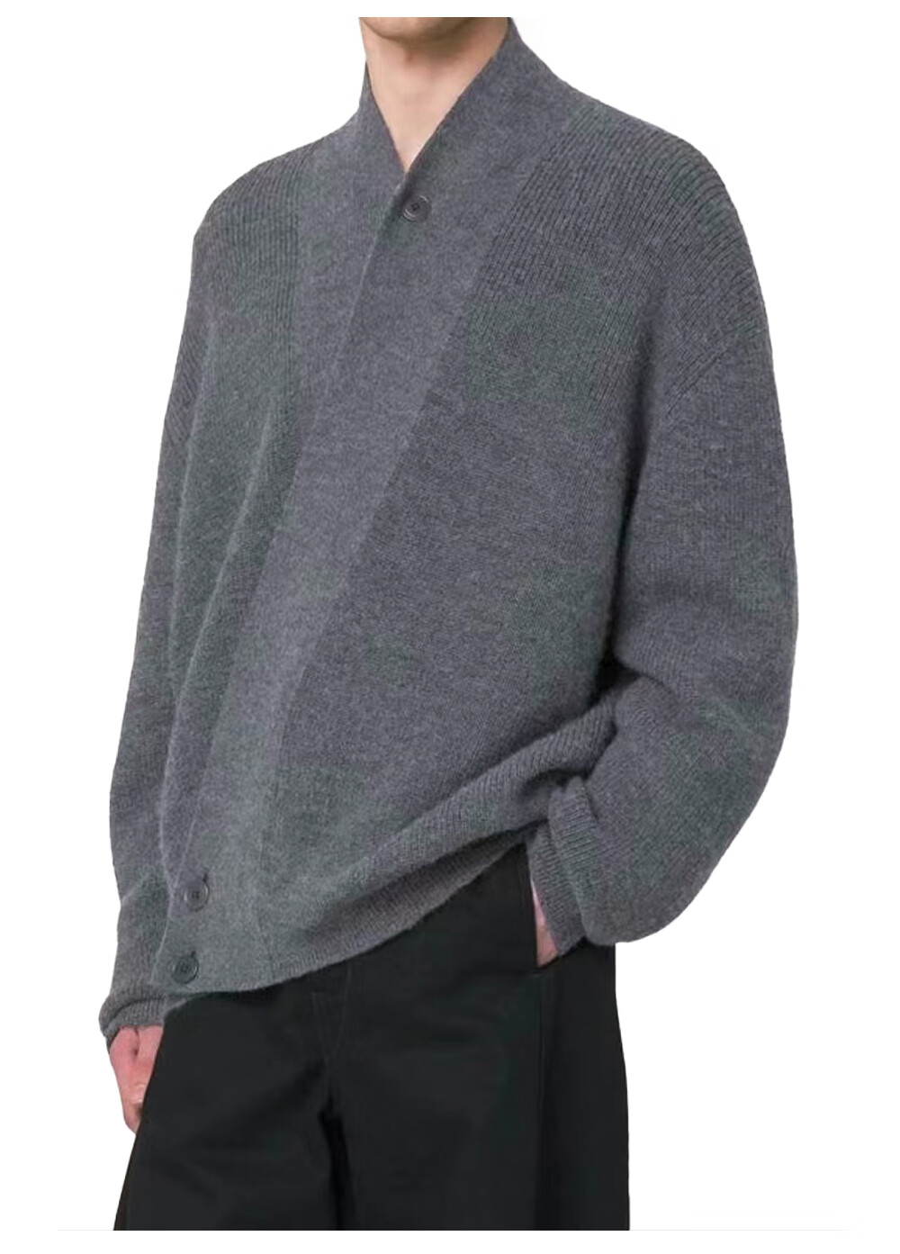 CLOR Cardigan Sweater Unisex Autumn Winter Old Money Style Lazy Knit Jacket MYC06 Black XL 1