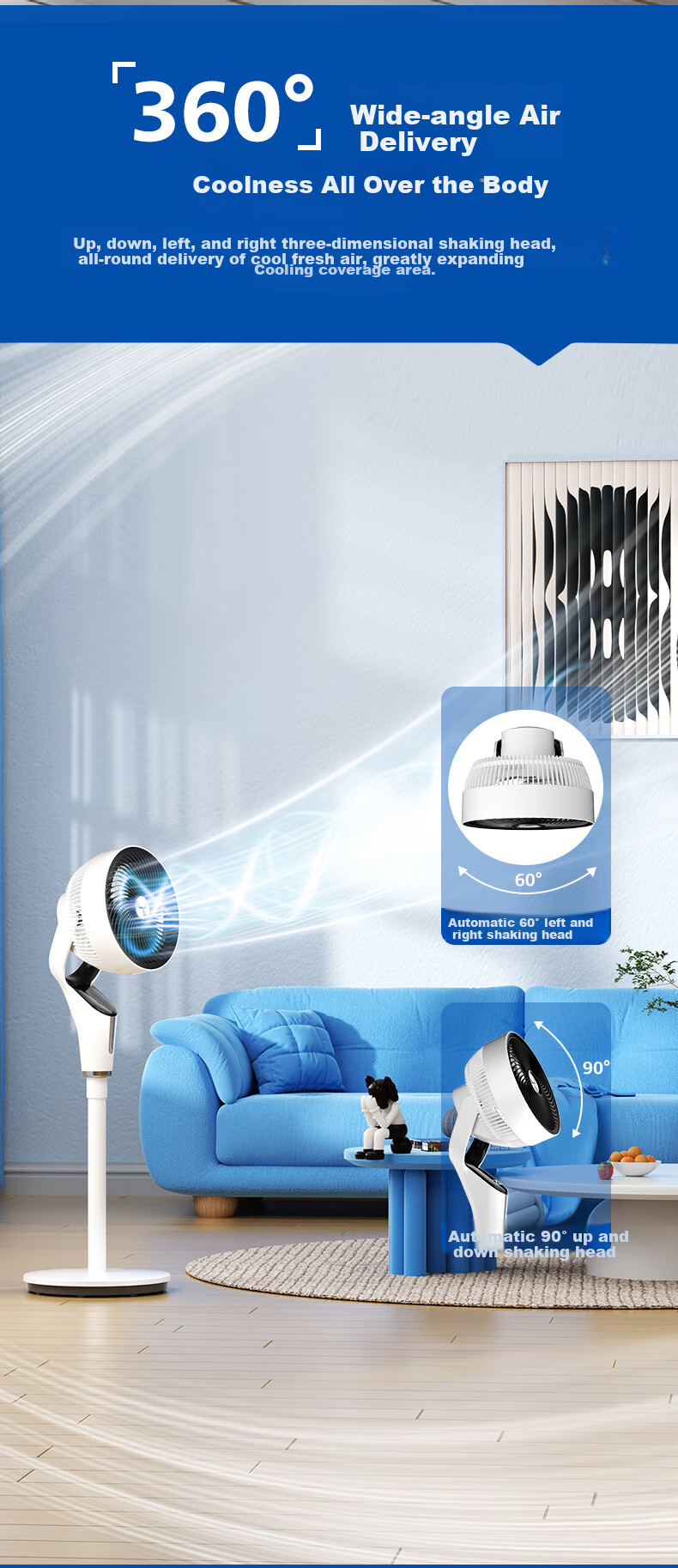 PHILIPS AC Motor Fan Air Circulator with 3D Oscillation, Floor Fan for Home Use, Gentle Wind Quiet Purifying Fan ACR2441CFD 7