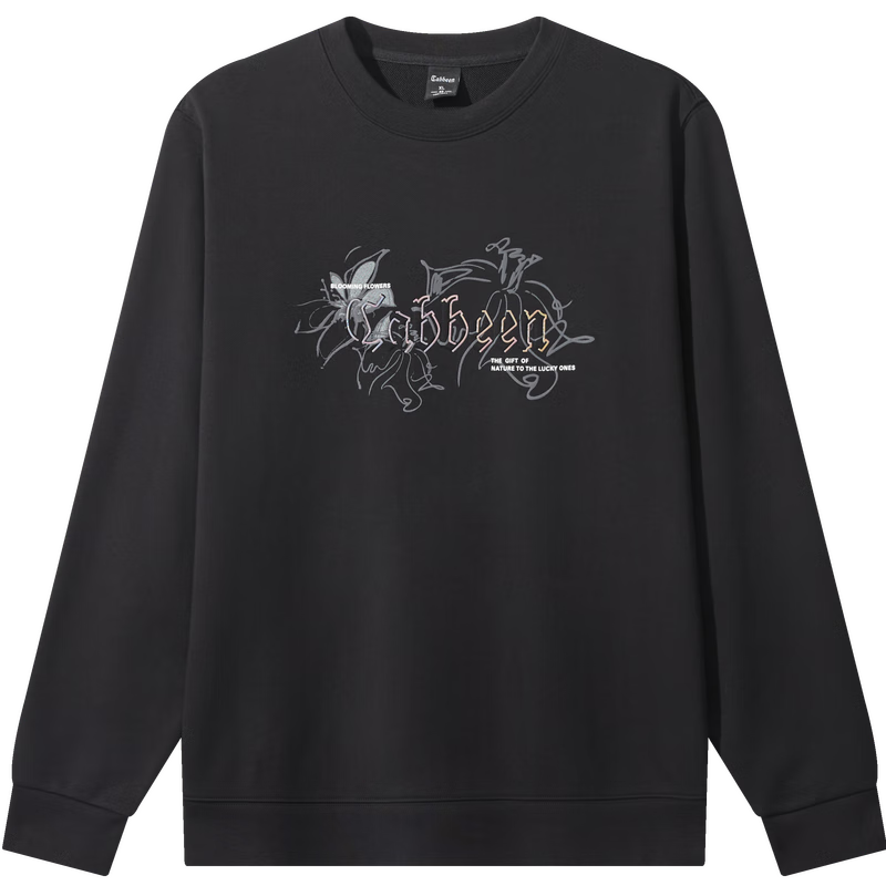 CABBEEN [340G Pure Cotton Sweatshirt], Men's Sweatshirt with Mesh Dot Print, Fleece-Lined Foam Design, Winter Long-Sleeve Sweatshirt