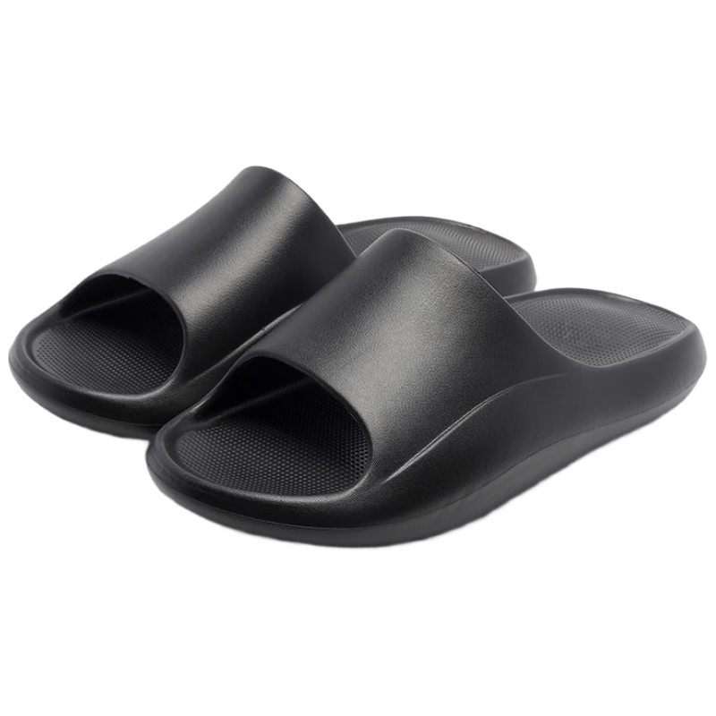 MINISO Men's Indoor Home Bathroom Non-Slip EVA Slippers Classic Black Antibacterial Size 42-43