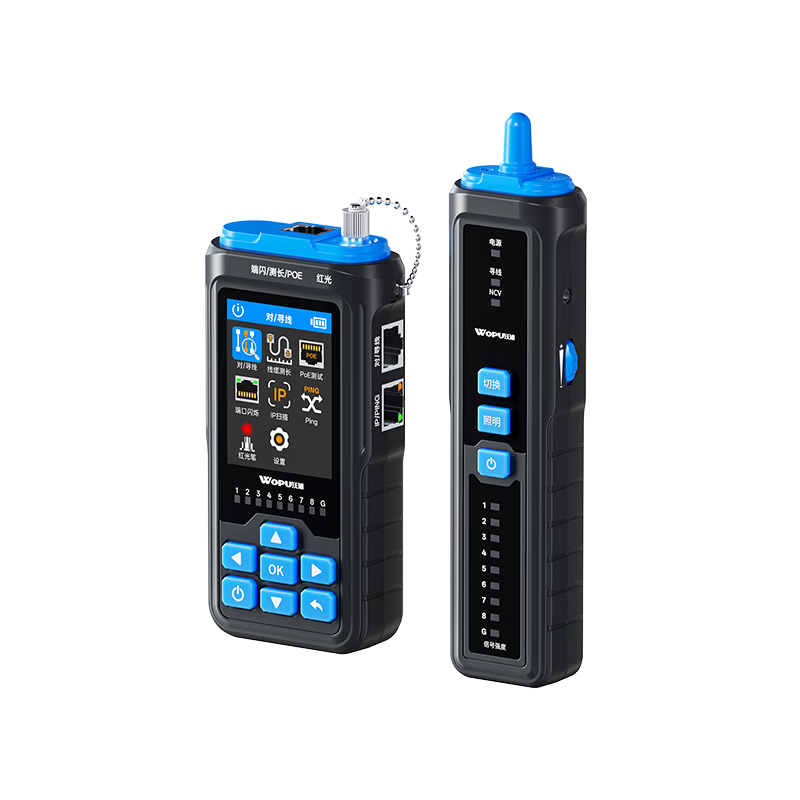 WOPU Network Cable Tester, PING Test POE Switch IP Scanner, Single-Ended Crimping with Screen, Fiber Optic Red Light Network Cable Tester, Anti-Interference, 100V Burn Protection, G813