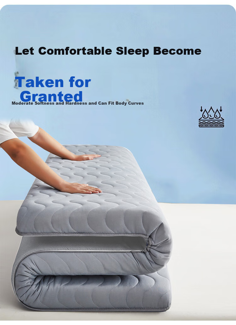 YALU & FREEDOM Mattress, 1.8x2 Meters, Class A Knitted Soybean Mattress Pad, Home Use, Non-Slip, Foldable, Pearl Gray, Approximately 8cm 2