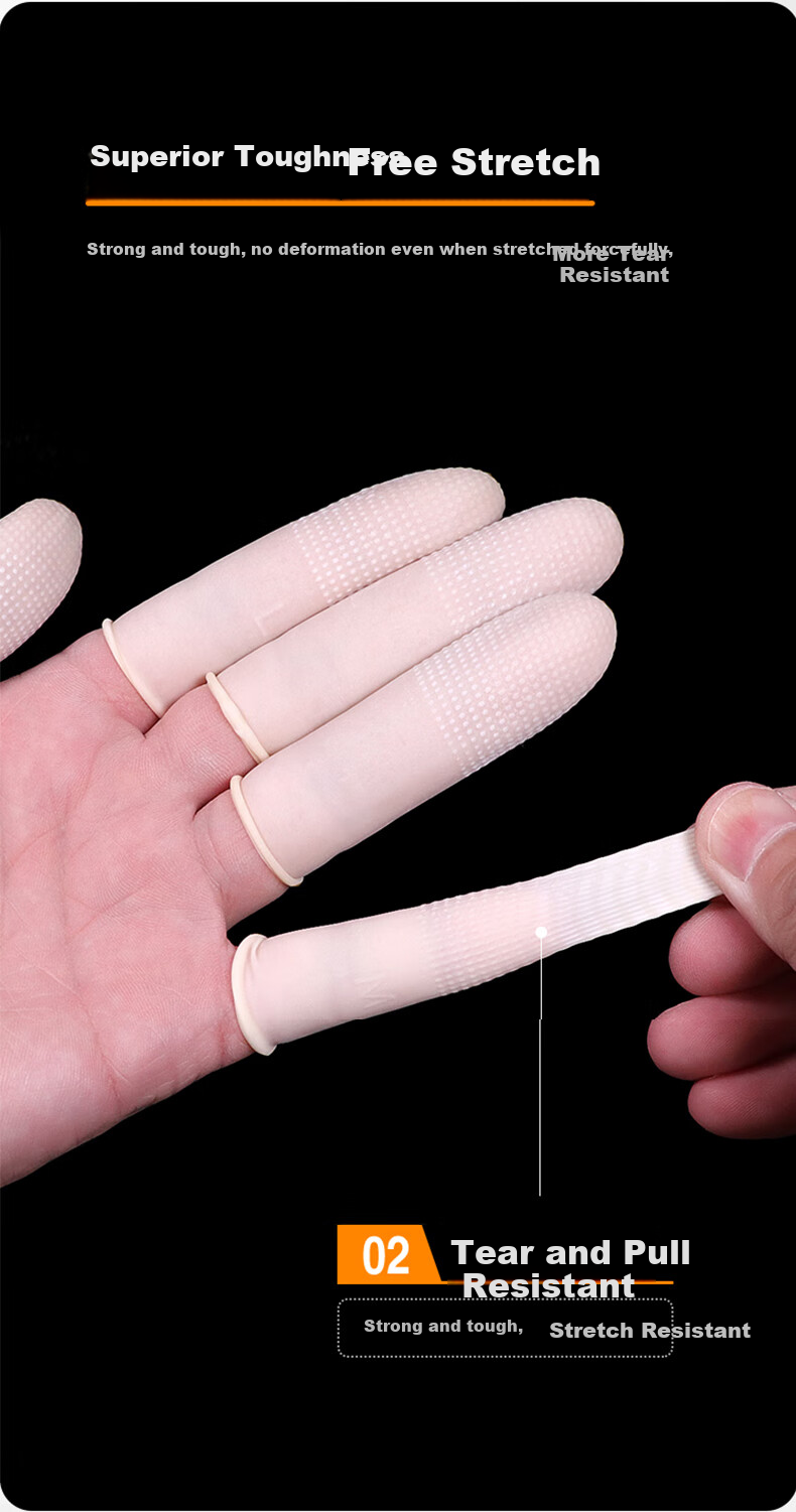 Caiyile Latex Non-Slip Finger Covers, Orange, Size L/big (100 Pieces), 08297 7