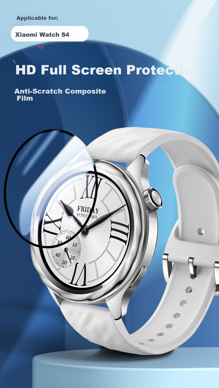 Freeson Screen Protector for Xiaomi Watch S4, Full Coverage High Definition Anti-Scratch Wear-Resistant Full Adhesive Film Composite Film [2-Pack] 1