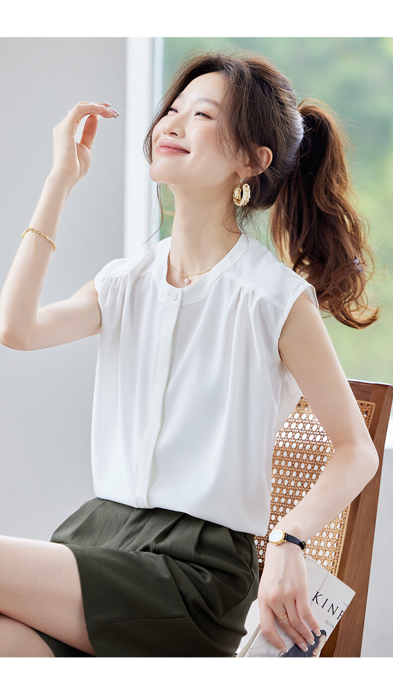Jeanswest Korean Style Sleeveless Round Neck Shirt Women 2026 Summer New Simple Green Top XL 3