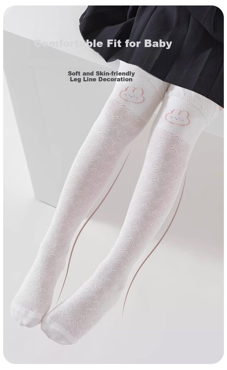 Aibaoshi Children's Socks, Summer Thin Style, Girls' Knee-High Socks, Non-Binding, Baby Mosquito-Proof Socks, 2-Pack, One Size Fits All T136 6